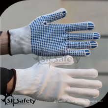 SRSafety blue pvc punktierte weiße Mode Baumwollhandschuhe / gestrickte Baumwollhandschuh
